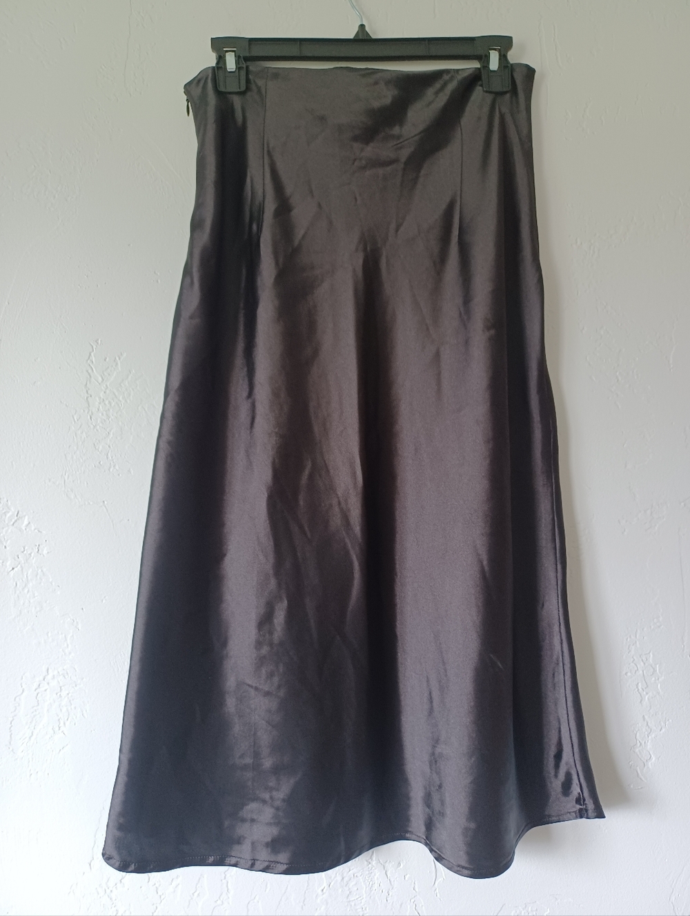 Princess Polly Satiny Black Slip Skirt with Front Slit